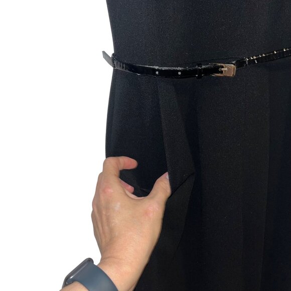 Calvin Klein Black Ruffle Trim Jumpsuit With Belt Sleeveless Womens Size 4 - Picture 4 of 8